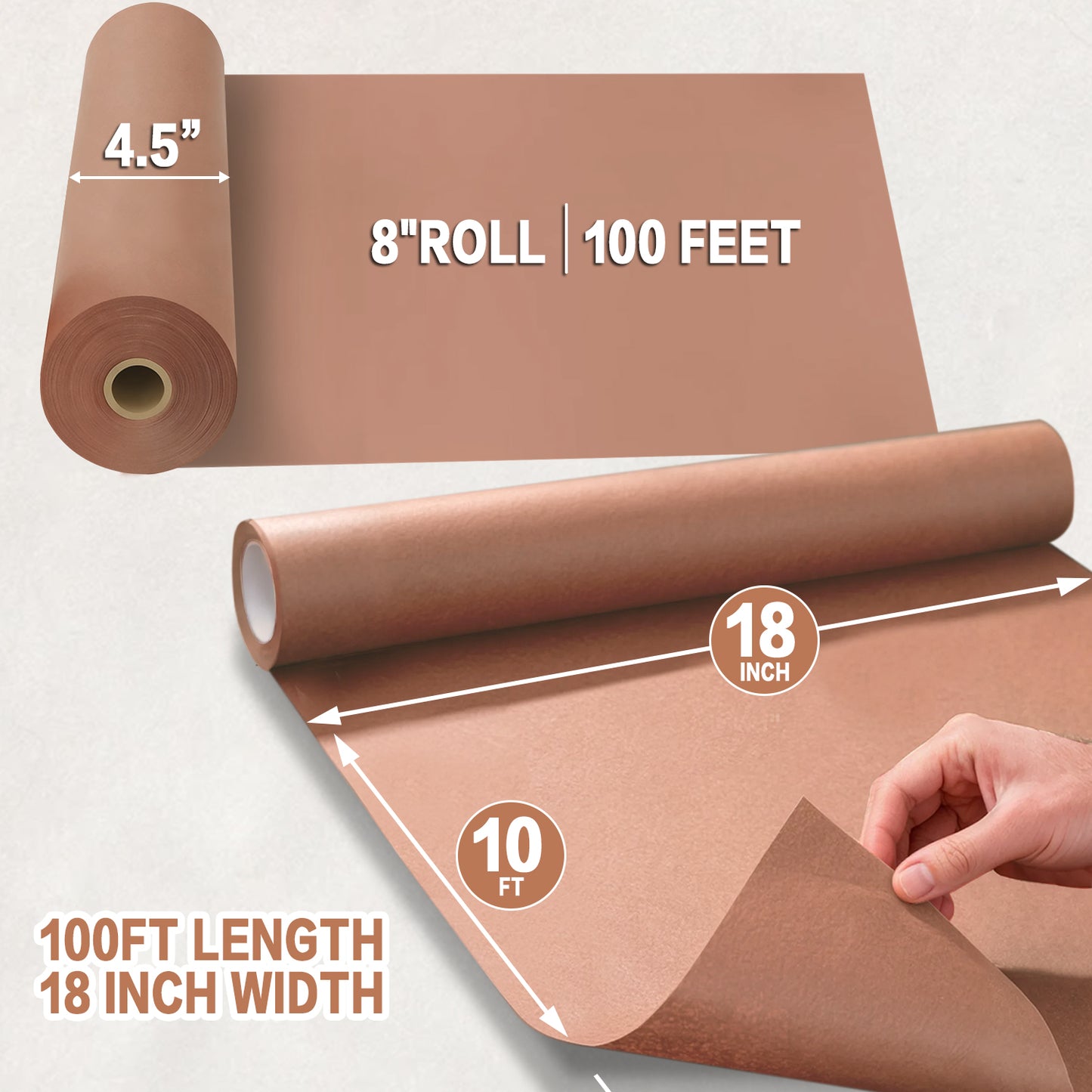 Butcher Paper Roll, AOKIWO18" x 1200" for Smoker BBQ Grilling Smoking Meat Unbleached Uncoated Unwaxed (Pink, 18" x 100')