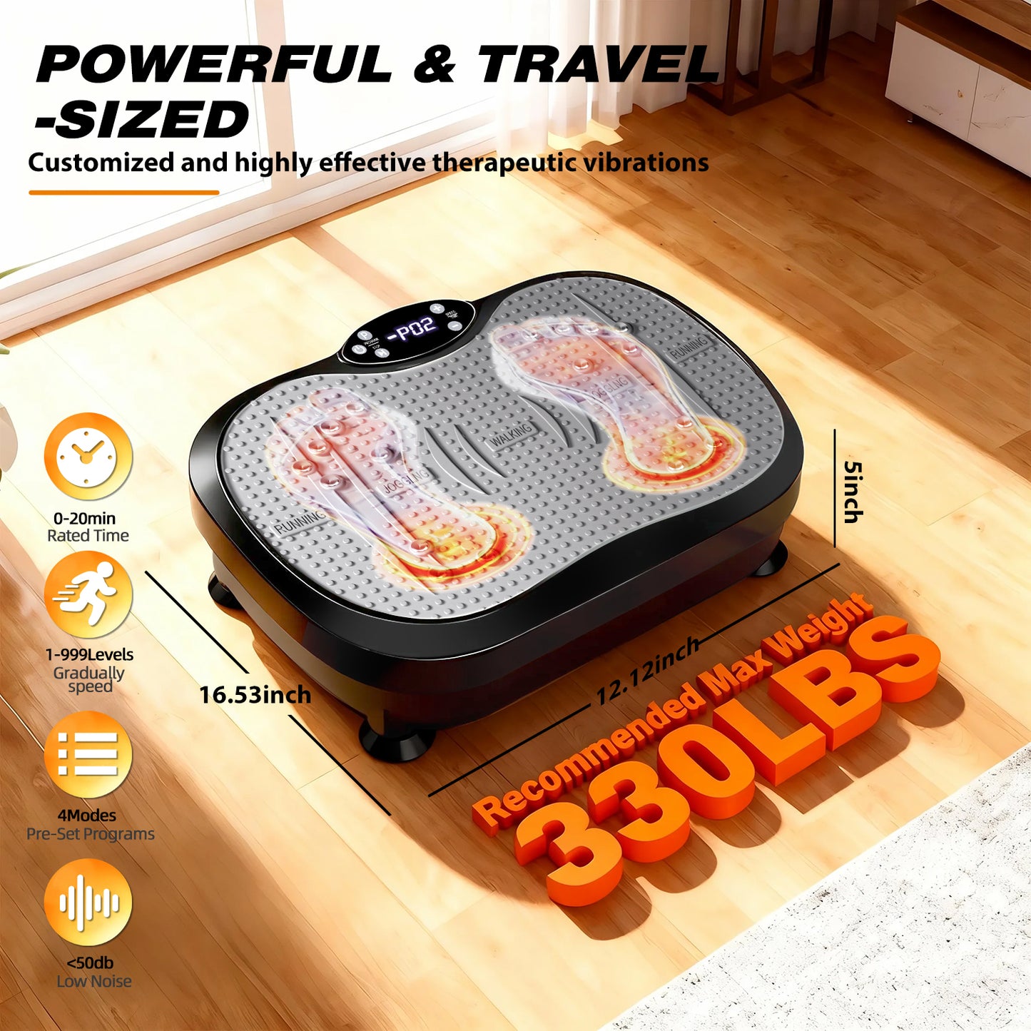 Vibration Plate Exercise Machine, DOMNIU Whole Body Vibration Plate for Weight Loss Lymphatic Drainage, Home Workout Vibrating Muscle Toner with 2 Resistance Bands, Black