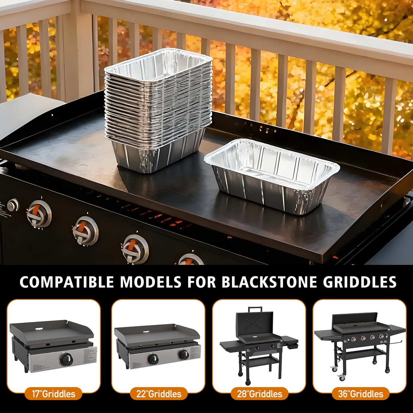 30Pcs Griddle Accessories Drip Pan Liners for Blackstone, Aluminum Foil Grease Drip Pans,Heat Resistant Drip Catcher, Non-Slip Design