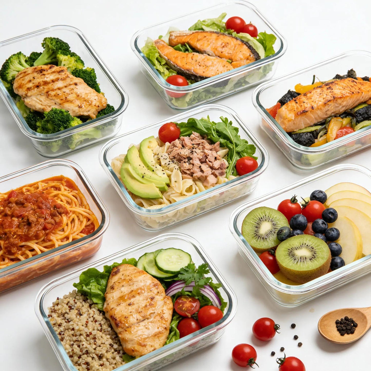 20 Pcs Glass Food Storage Containers with Lids, 1 & 2 Compartment Glass Airtight Meal Prep Containers with Sauce Containers(10 Containers & 10 Lids), Oven & Freezer Safe, Leak Proof, Grey