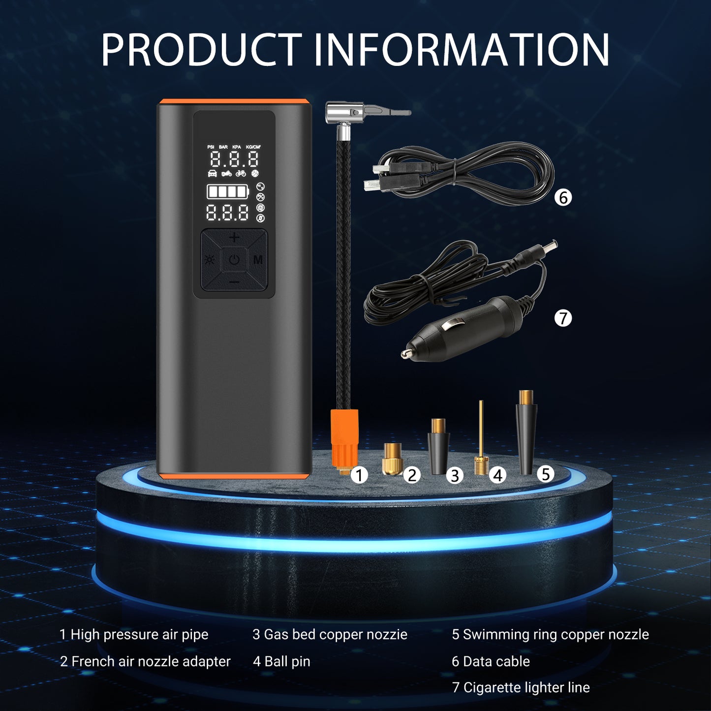 Cordless Tire Inflator Portable - 150 PSI Digital Pressure Gauge & LED Light, for Car Tires with Automatic Shutoff,USB Air Pump,Inflator Pump