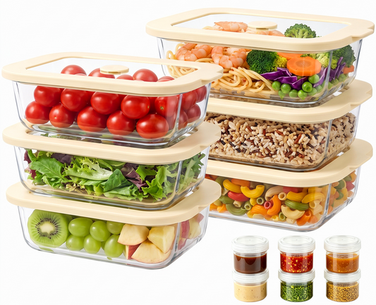 24 Pcs Glass Food Storage Containers with Tempered Glass Lids, Borosilicate Oven-Safe (-4°F~950°F), Airtight Meal Prep Containers (12 Containers & 12 Lids), LeakProof, BPA-Free, Dishwasher Safe