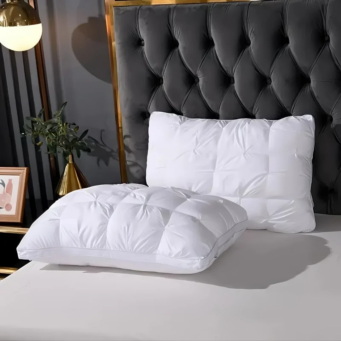 Kaqinu Queen Size Bed Pillows Set of 2, Hotel Quality, Down Alternative Gusseted Bed Pillows for Side, Back, or Stomach Sleepers, White