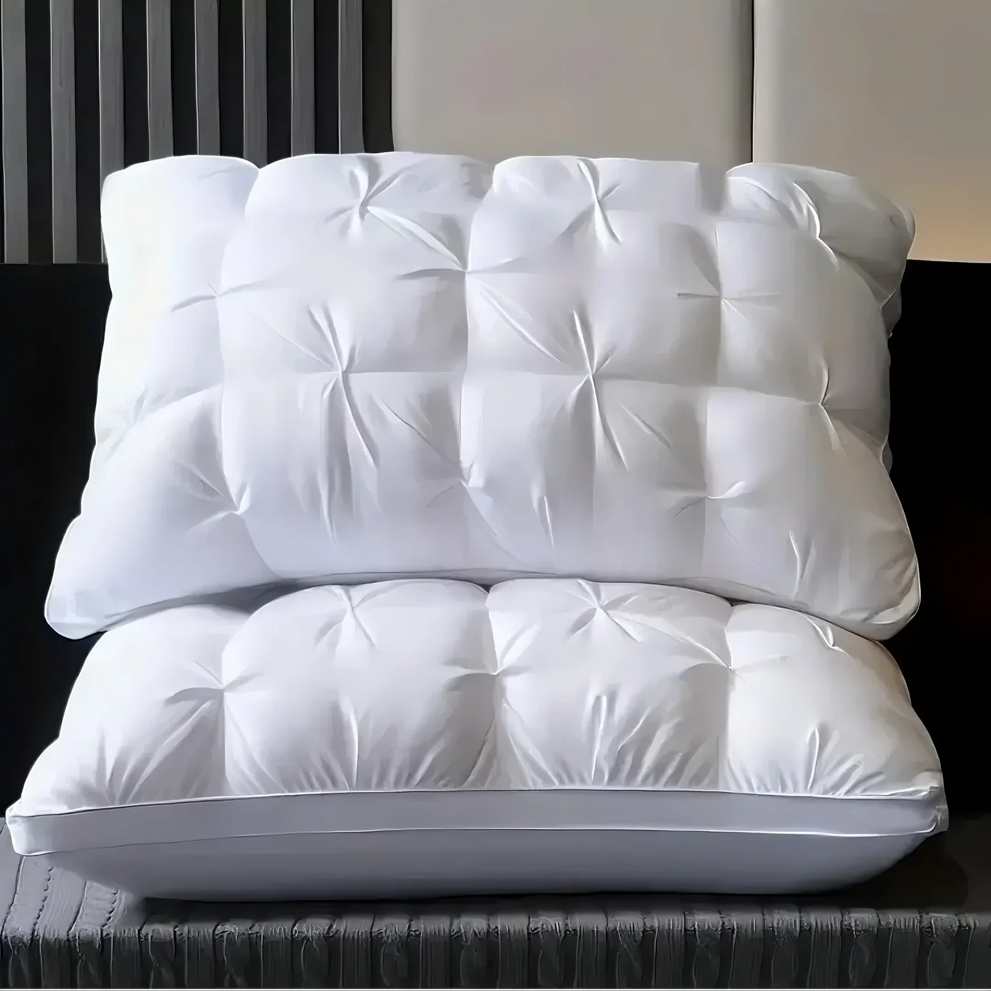 Kaqinu Queen Size Bed Pillows Set of 2, Hotel Quality, Down Alternative Gusseted Bed Pillows for Side, Back, or Stomach Sleepers, White