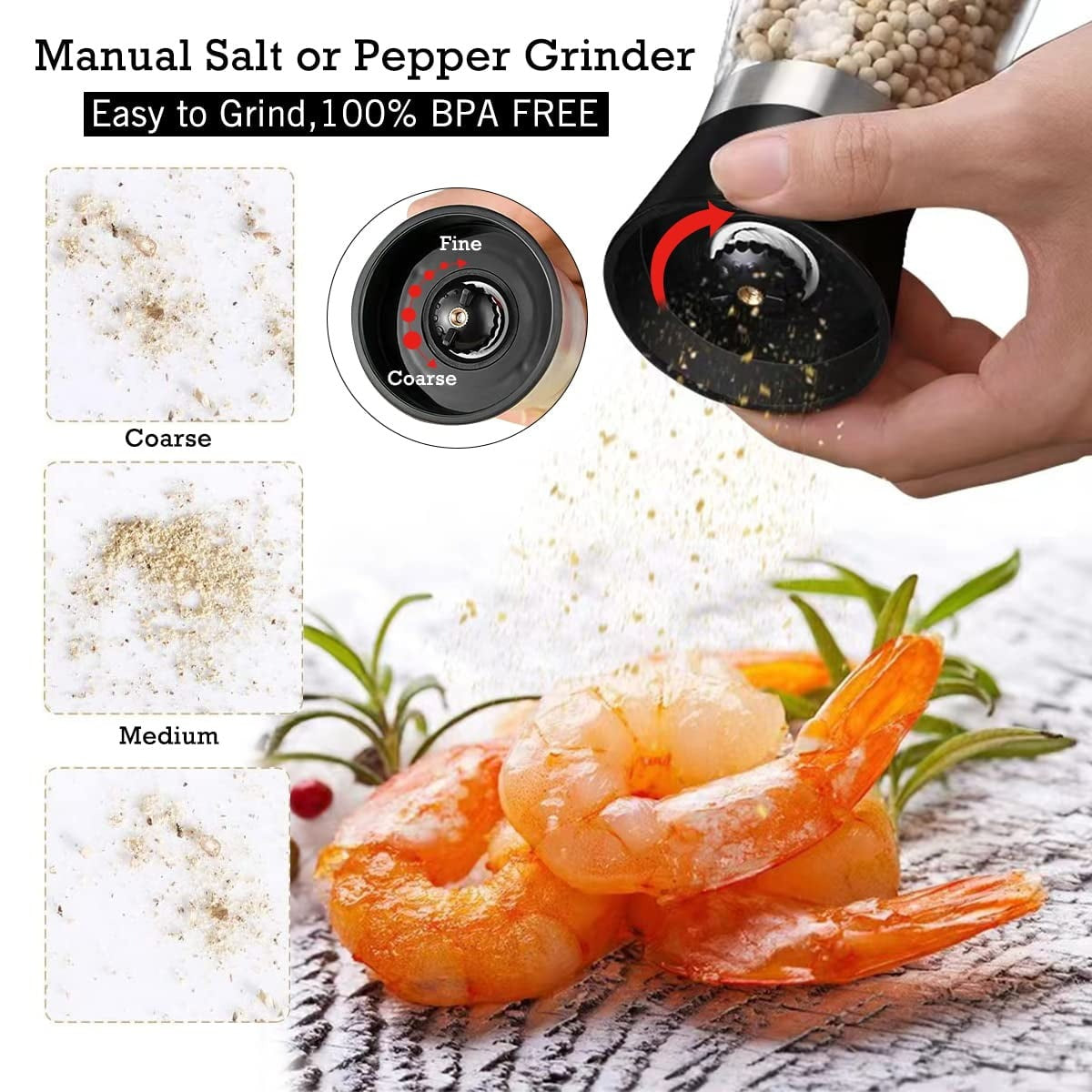 Spice Jars with Labels, 24 Pcs 4oz Glass Spice Jars with Bamboo Lid and 648 Waterproof Printed Labels, 2 Salt and Pepper Grinder Set, Empty Spice Containers Bottles for Pantry,Cabinet,Drawer