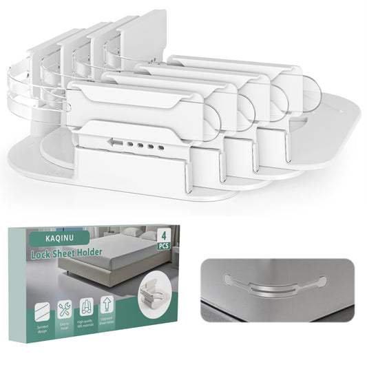 Kaqinu Bed Sheet Straps, Bed Sheet Holder for Corners, Heavy Duty Bed Sheet Holder Corner Fitted Sheet Straps Secure Sheets Firm & Tight in Place, Fits All Sheet Sizes, Easy Installation 4Pcs