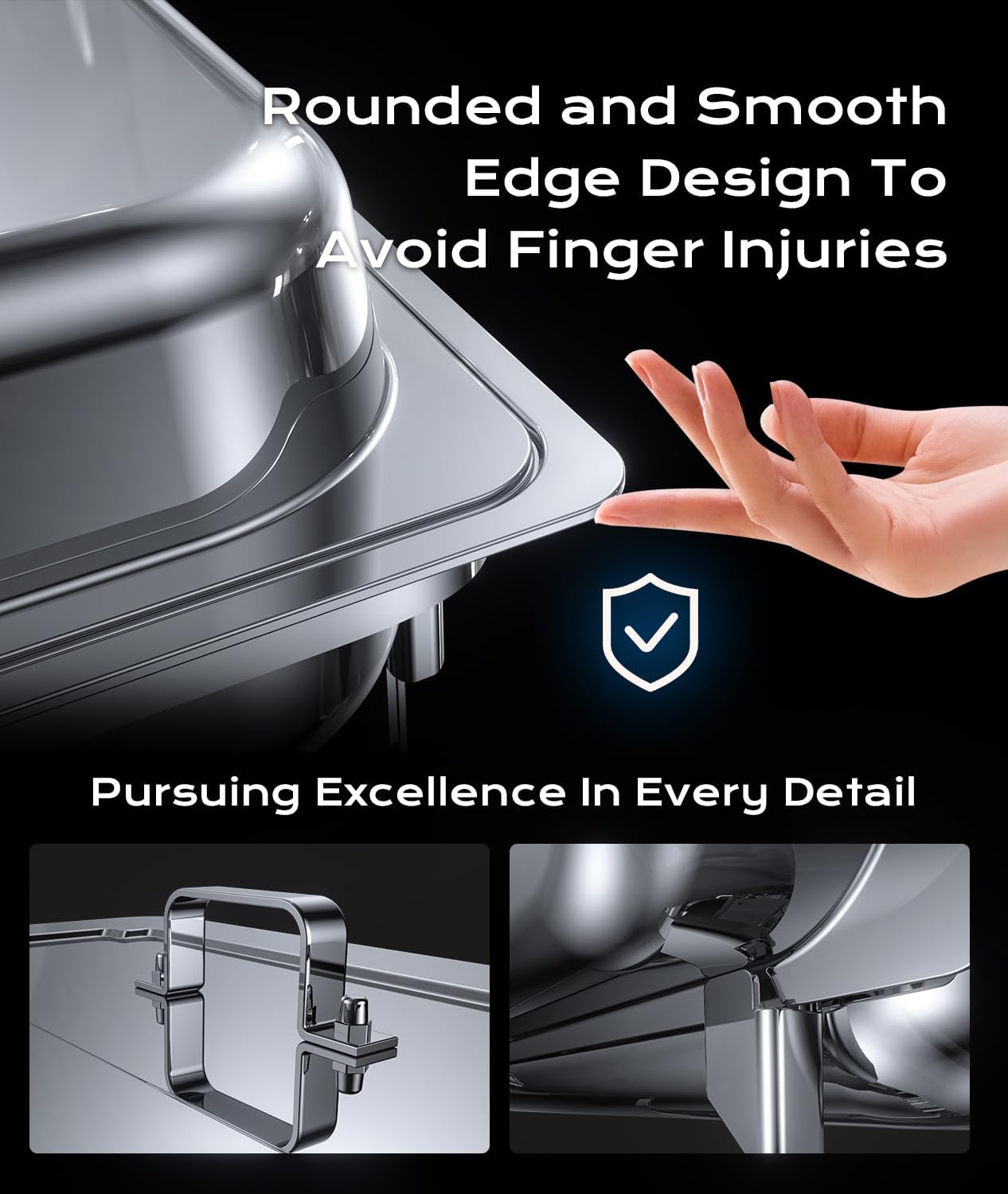 Chafing Dish Buffet Warmers Set, AOKIWO 3 Packs Full Pans 9QT Stainless Steel Chafing Dishes for Buffet, Roll Edge Mirrored Food Warmer Sets for Parties, Events, Wedding, Camping, Dinner