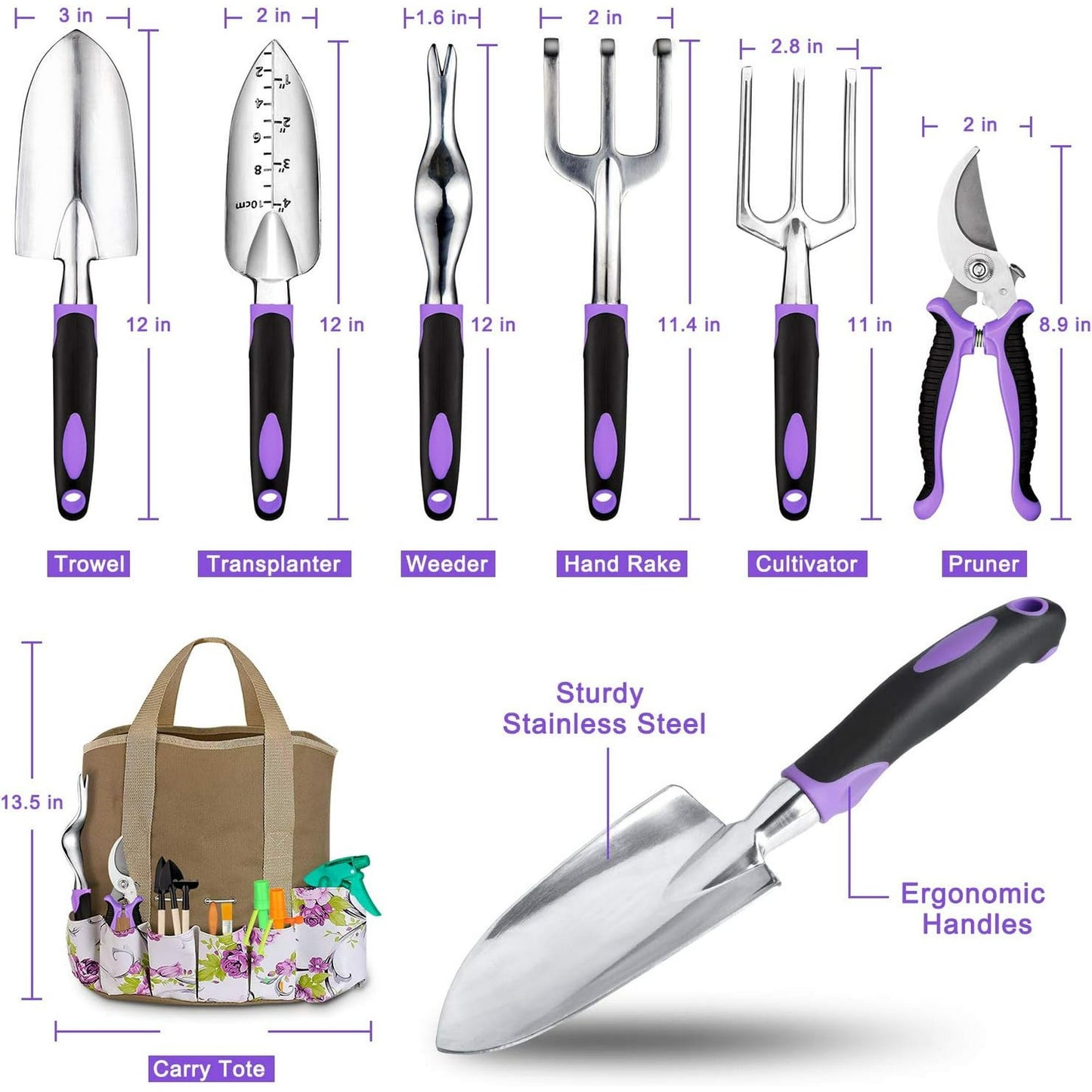 Heavy Duty Gardening Tools - 29-Piece Gardening Gifts for Women, Mom, Men - Durable, Ergonomic Garden Tool Set