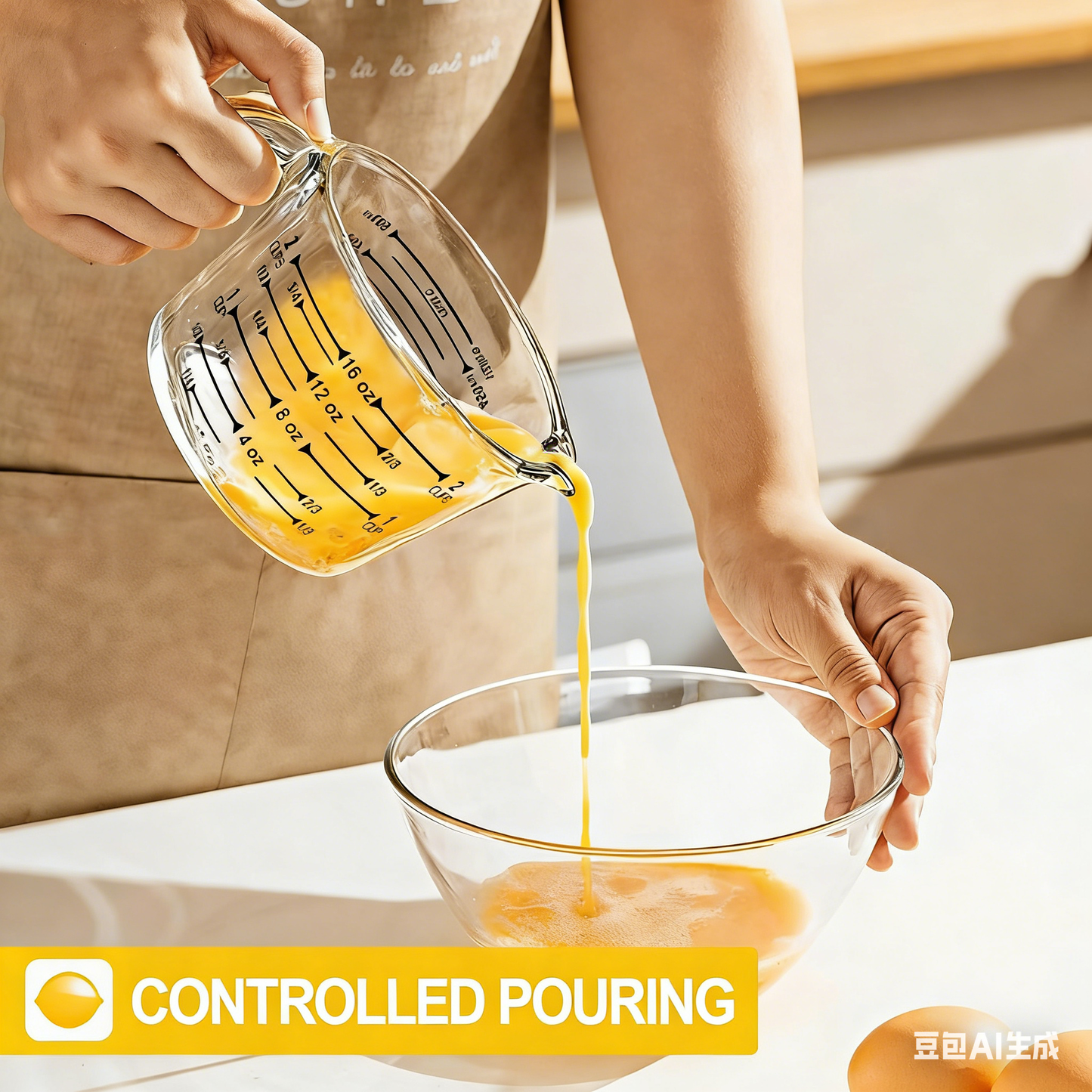 TAIMASI 9 Pcs Glass Measuring Cups Set with Lids, 4-Cup, 2-Cup, 1-Cup, 5 oz Liquid Measuring Cups & 5 Measuring Spoons | Microwave, Freezer & Dishwasher Safe，Yellow