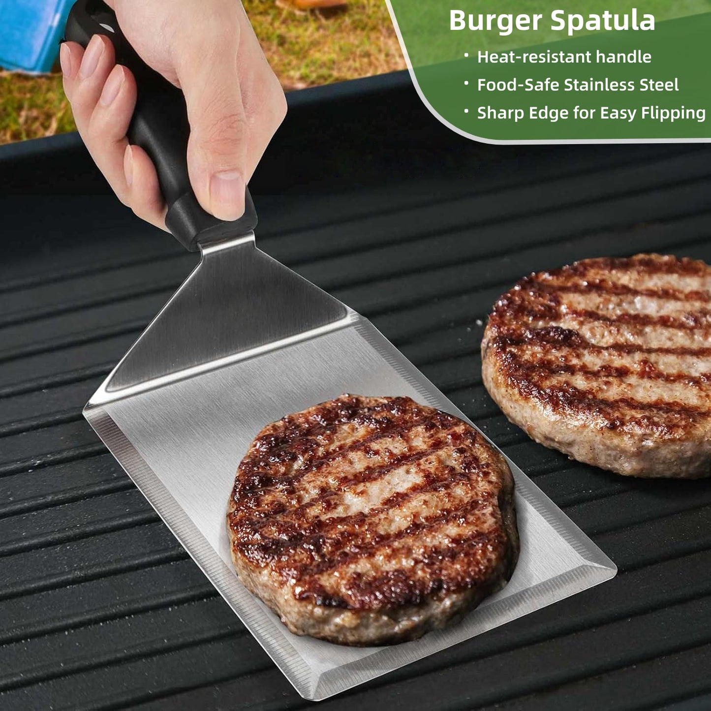 5 Pcs Griddle Accessories Smash Burger Kit, 12inch Heavy Duty Round Dome, Bacon Press, Hamburger Spatula, Patty Papers, and Squeeze Bottle
