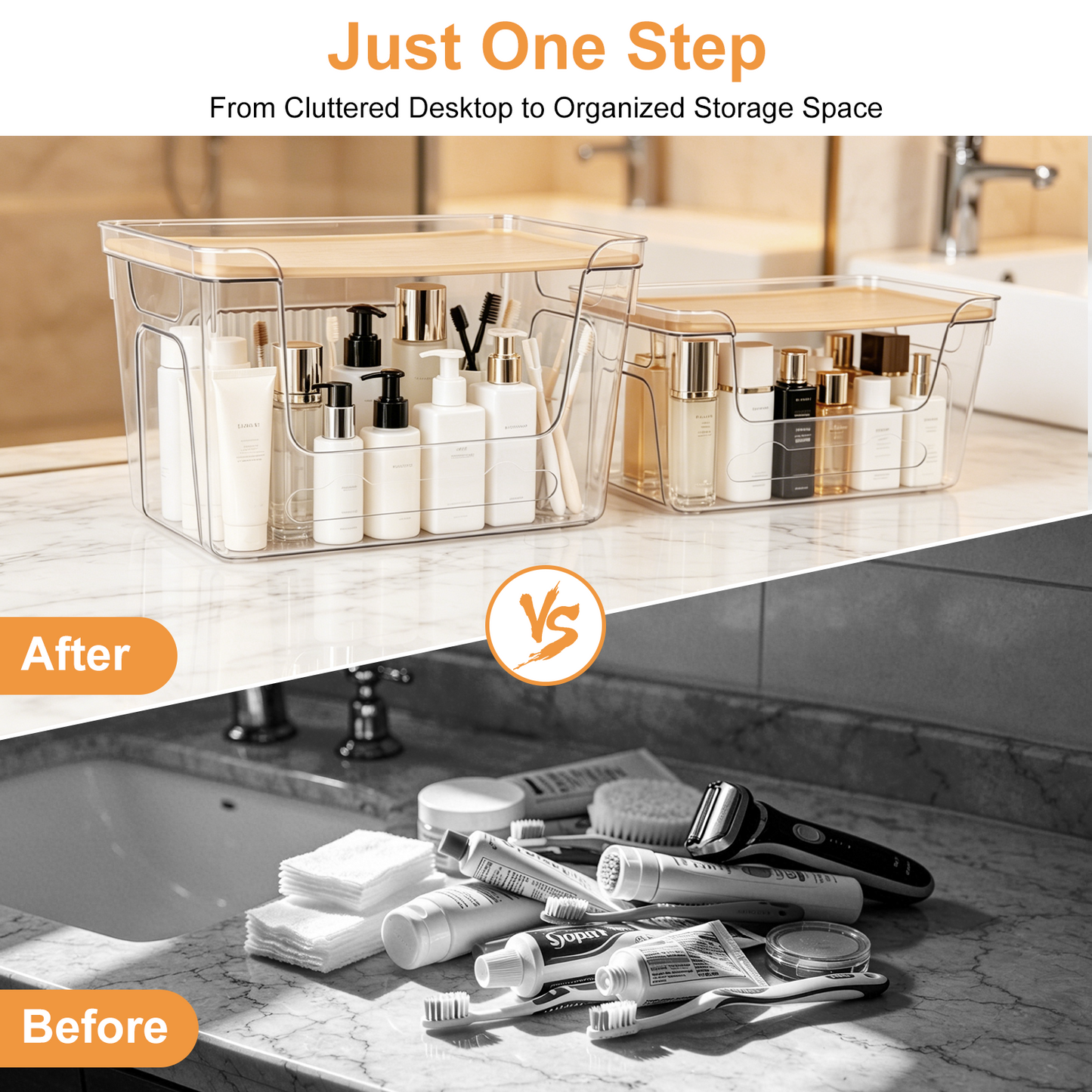 4 Pcs Garbage Bag Dispenser, TAIMASI Stackable Trash Bag Holder with Plastic Lid for 4-33 Gal Bags, Clear Organizer Bins for Under Sink Organization, Kitchen, Laundry, Pantry