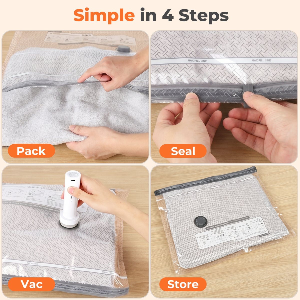 Mibote Vacuum Bags for Travel with Rechargeable Pump, 9 Combo Space Saver Compression Packing Seal Storage for Clothes Luggage
