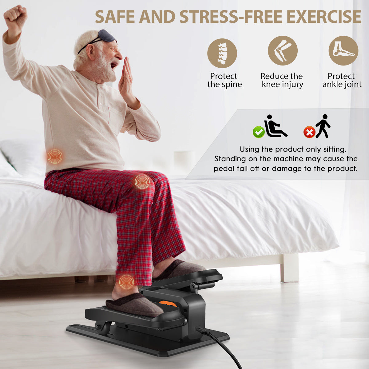 Under Desk Elliptical Machine, Ellipse Leg Exerciser for Seniors , Quiet & Portable Electric Seated Pedal Exerciser with Remote Control & 15 Adjustable Speeds