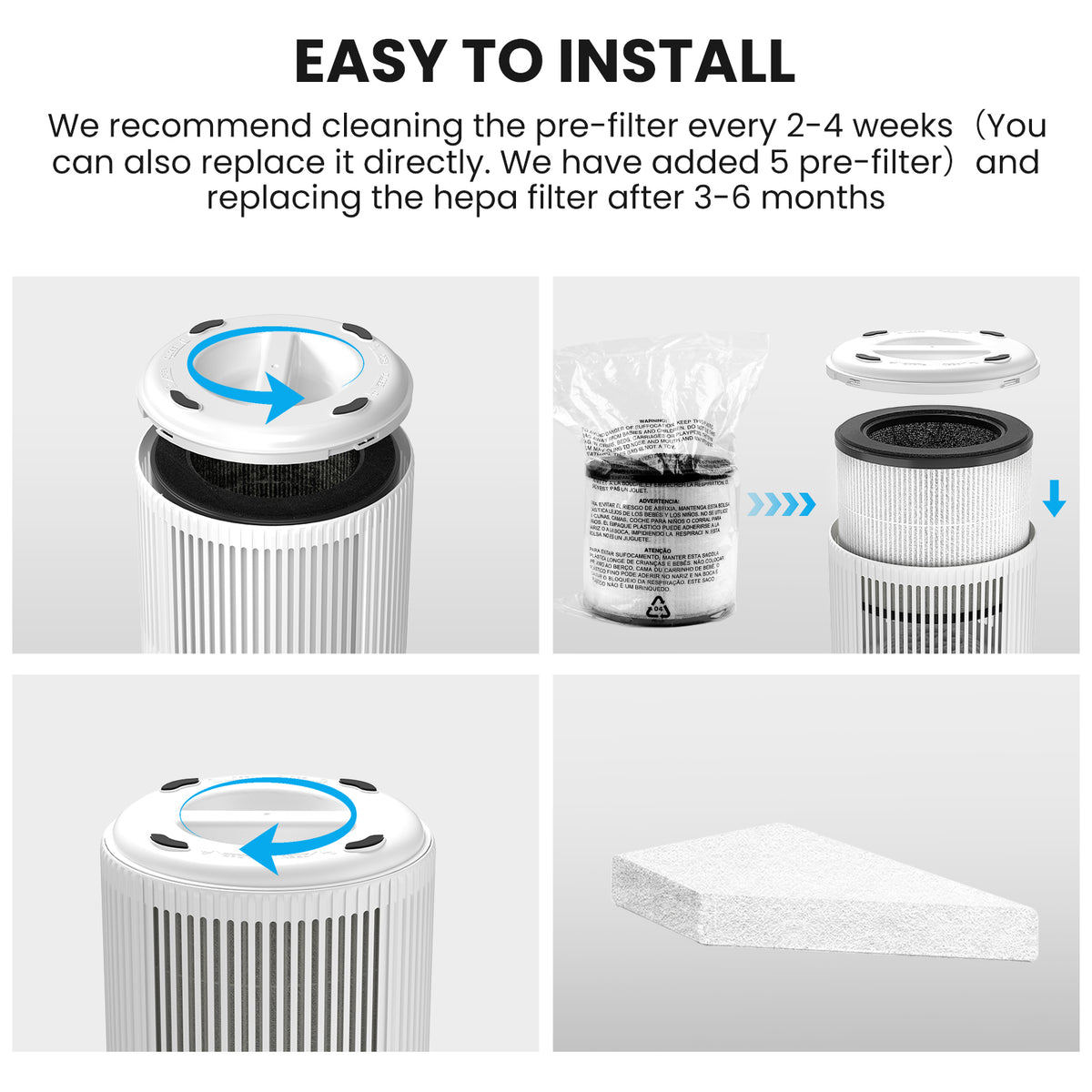 Air Purifier Replacement Filter for model number APS1006 – UL