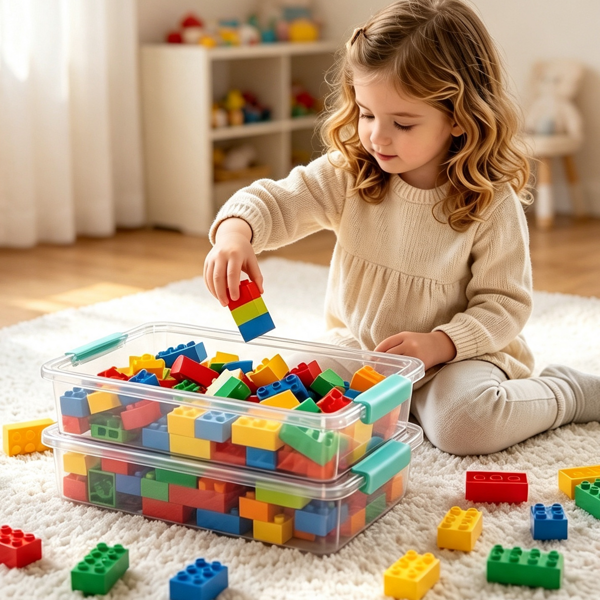 6 Qt Clear Plastic Storage Bins with Lids, 4 Pack Stackable Organizer Containers for Crafts, School Supplies, Toys, Pantry and Home Storage