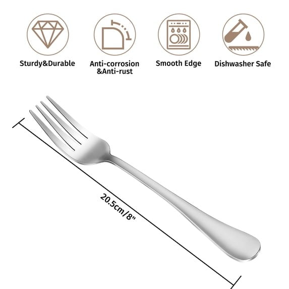 TAIMASI 24-Piece Stainless Steel Forks, 8" Mirror Polished Food Grade Silverware Table Forks, Dishwasher Safe for Home, Kitchen, Restaurant