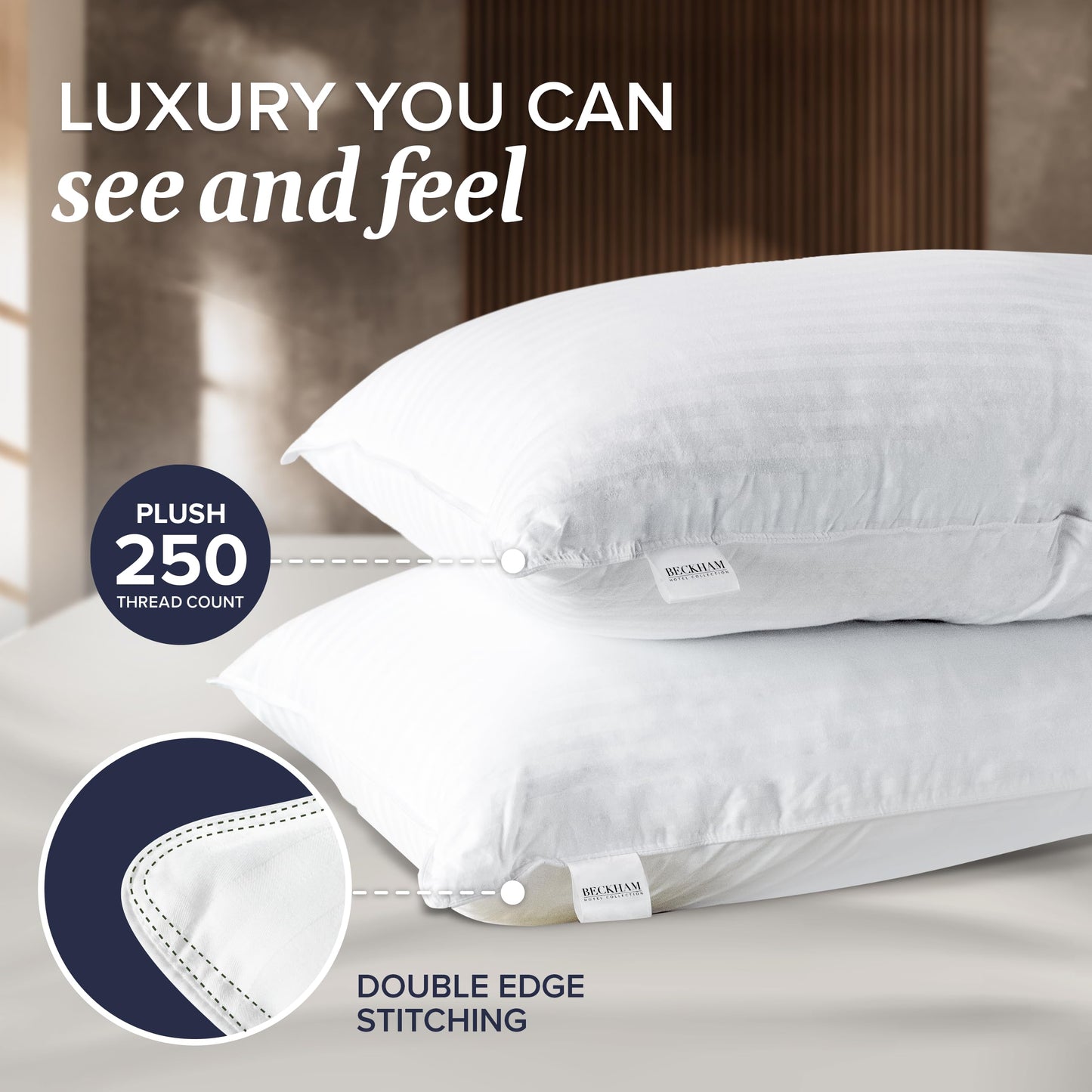 Bed Pillows Standard / Queen Size Set of 2 - Down Alternative Bedding Gel Cooling Pillow for Back, Stomach or Side Sleepers