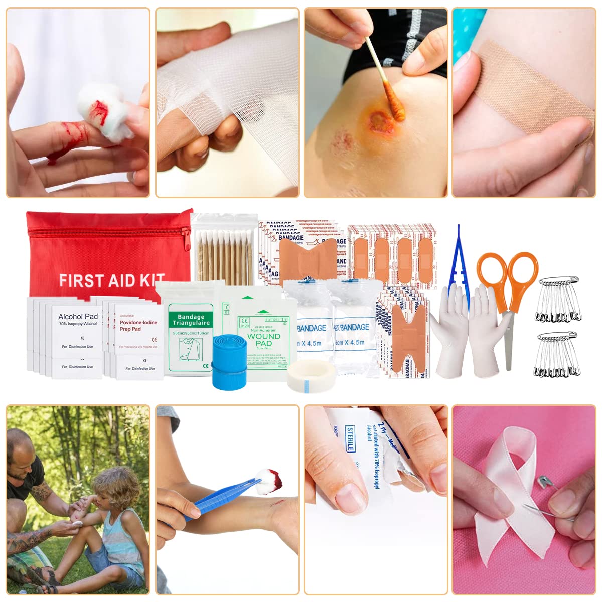 Kaqinu Survival Kit, 250 Pieces Professional Survival Gear with Molle System Compatible Bag and Emergency Tent, Great Christmas Gift for Men Dad Husband Who Loves Camping Outdoor Adventures