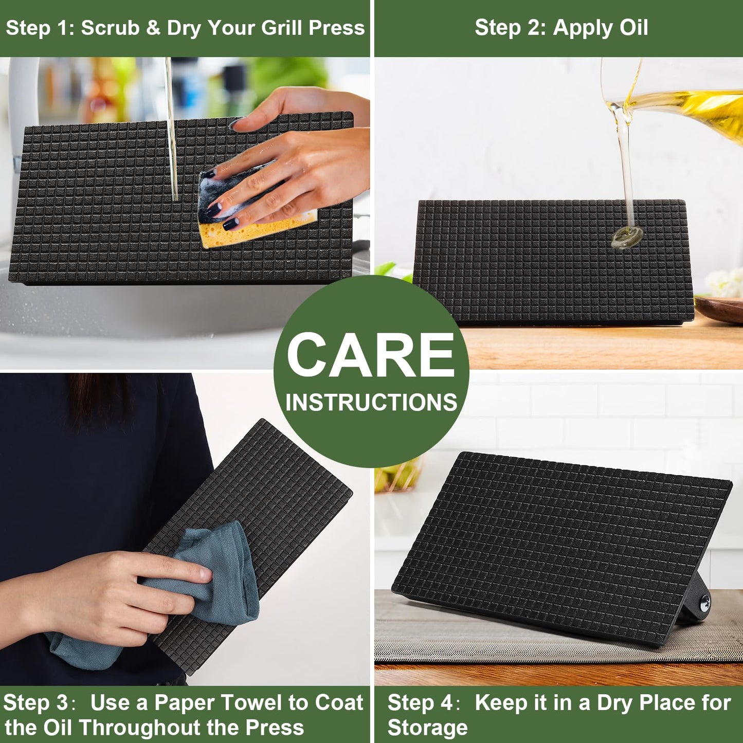 Burger Press, 8.2" X 4.3" Rectangle Heavy-Duty Cast Iron Smash Bacon Press Meat Steak with Wood Handle for Griddle, Sandwich, Nonstick Pan